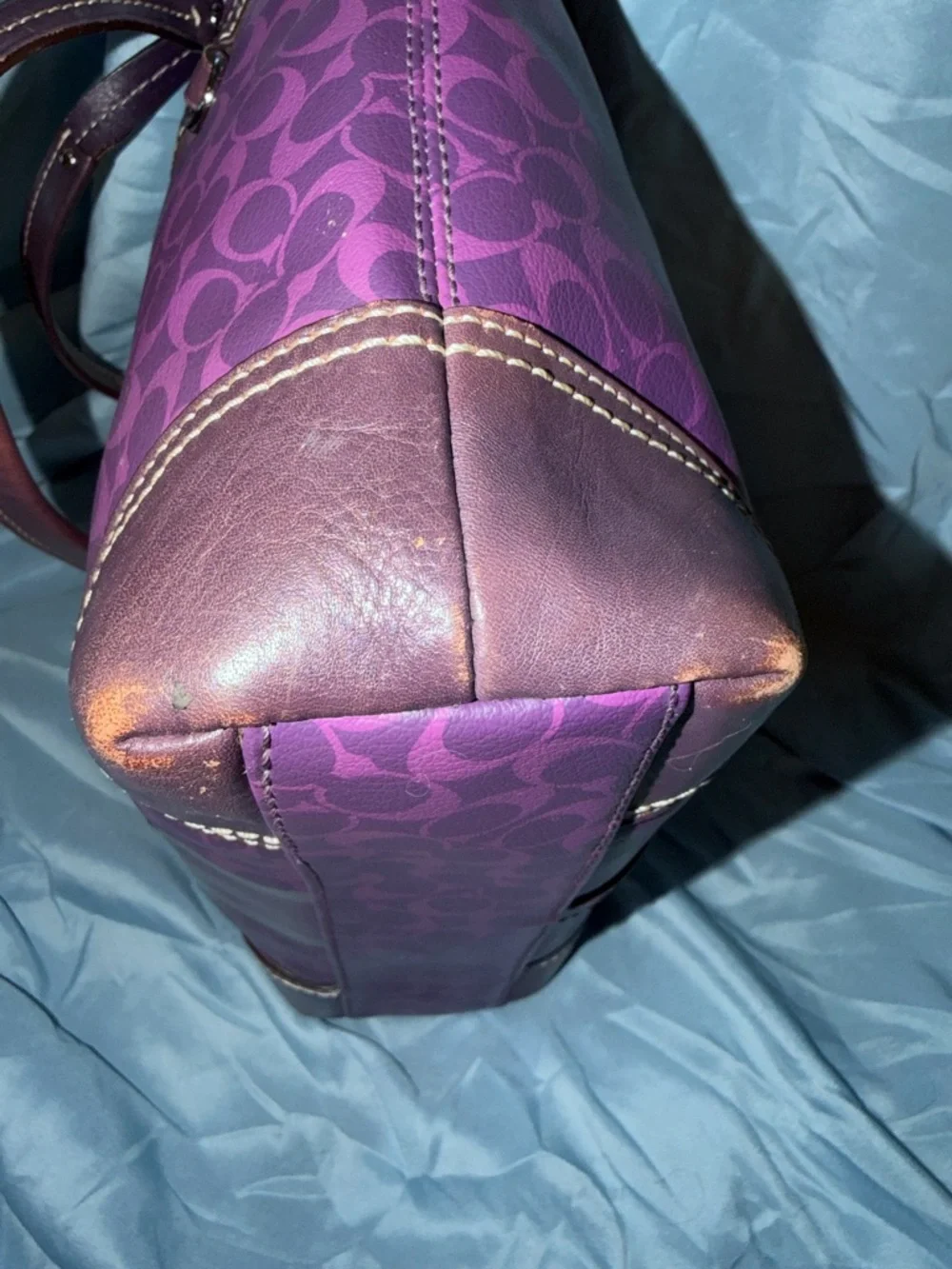 Coach 2010 Purple Signature Stripe Tote Bag - Picture 7 of 12